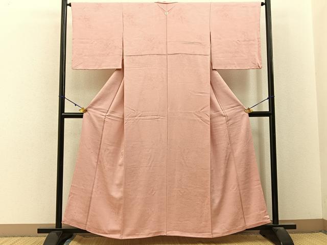 平和屋着物■上質な色無地　辻が花地紋　赤香色　正絹　逸品　BAAY3143hj