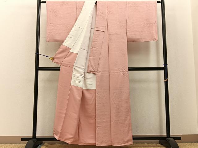 平和屋着物■上質な色無地　辻が花地紋　赤香色　正絹　逸品　BAAY3143hj
