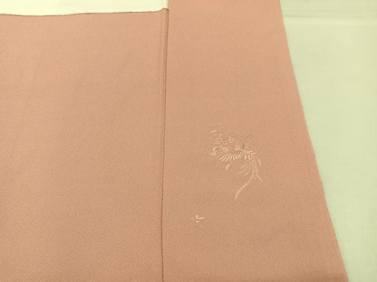 平和屋着物■上質な色無地　辻が花地紋　赤香色　正絹　逸品　BAAY3143hj