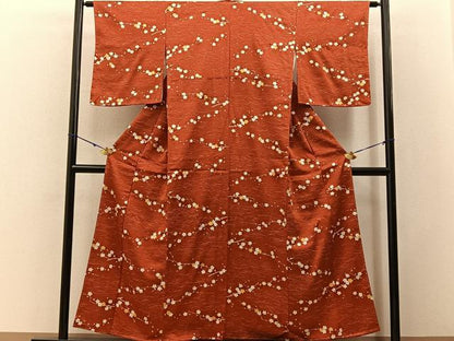 平和屋着物■上質な小紋　枝梅文　金彩　正絹　逸品　未使用　BAAY3145hj