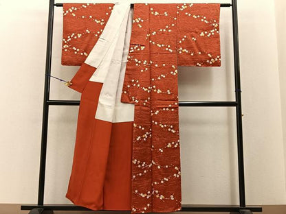平和屋着物■上質な小紋　枝梅文　金彩　正絹　逸品　未使用　BAAY3145hj