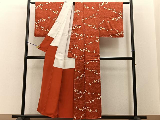 平和屋着物■上質な小紋　枝梅文　金彩　正絹　逸品　未使用　BAAY3145hj