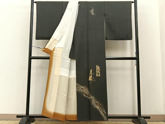 平和屋着物■訪問着　竹屋町刺繍　花蝶文　金彩　正絹　逸品　BAAY3146hj