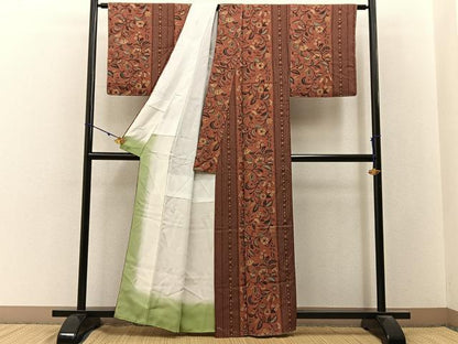 平和屋着物■上質な小紋　更紗花唐草文　正絹　逸品　未使用　BAAY3151hj