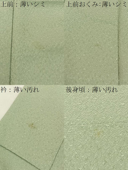 平和屋着物■上質な色無地　紋意匠　若芽色　正絹　逸品　BAAY3155hj