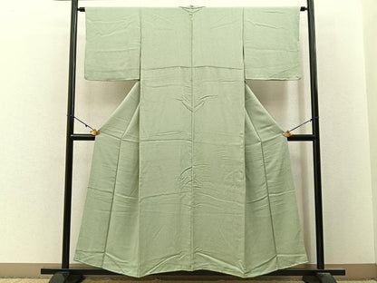 平和屋着物■上質な色無地　紋意匠　若芽色　正絹　逸品　BAAY3155hj