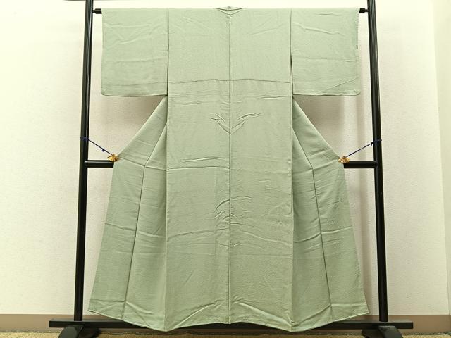 平和屋着物■上質な色無地　紋意匠　若芽色　正絹　逸品　BAAY3155hj
