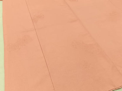 平和屋着物■色無地　花絵皿地紋　珊瑚色　洗える着物　BAAY3156hj