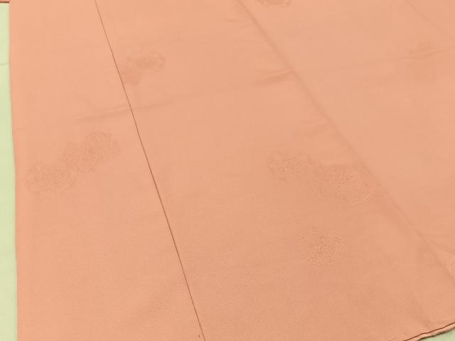 平和屋着物■色無地　花絵皿地紋　珊瑚色　洗える着物　BAAY3156hj