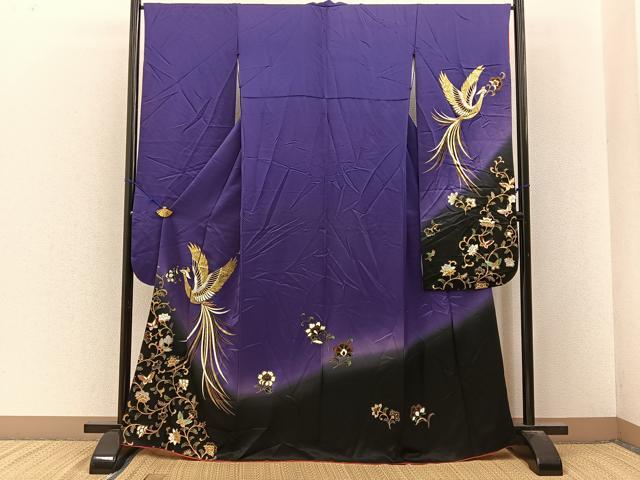 平和屋着物■豪華振袖　鳳凰更紗花蝶文　暈し染め　金銀彩　正絹　逸品　BAAY3159hj