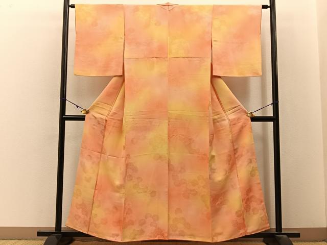 平和屋着物■上質な小紋　菊地紋　暈し染め　正絹　逸品　BAAY3162hj