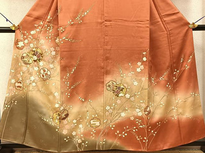 平和屋着物■訪問着　駒刺繍　雪輪枝花文　暈し染め　金彩　正絹　逸品　BAAY3165hj