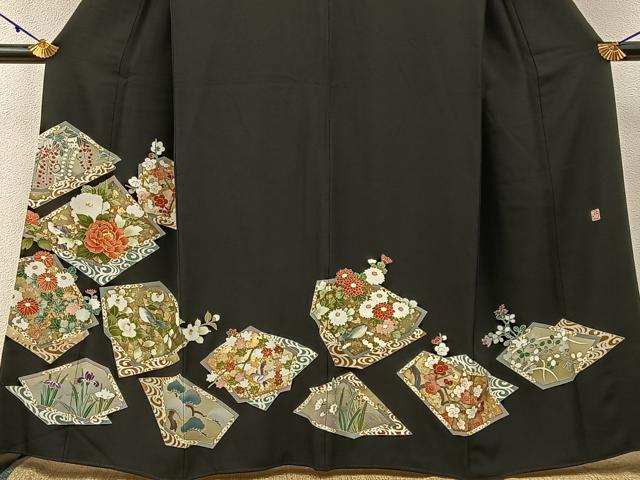 平和屋着物■豪華黒留袖　作家物　駒刺繍　花鳥文　金銀彩　正絹　逸品　BAAY3167hj