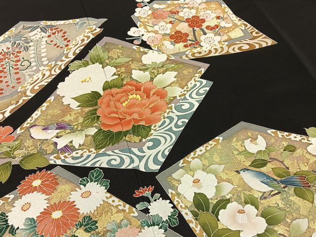 平和屋着物■豪華黒留袖　作家物　駒刺繍　花鳥文　金銀彩　正絹　逸品　BAAY3167hj