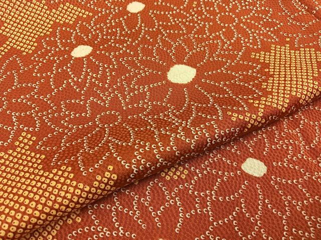 平和屋着物■上質な小紋　絞り　鹿の子菊文　正絹　逸品　BAAY3169hj