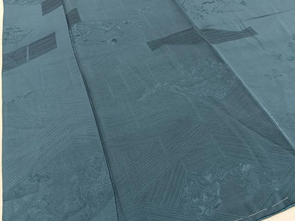 平和屋着物■上質な色無地　風景地紋　御召御納戸色　正絹　逸品　未使用　BAAY3172hj