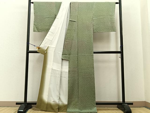 平和屋着物■上質な小紋　総絞り　菱文様　そごう百貨店扱い　正絹　逸品　BAAY3180hj