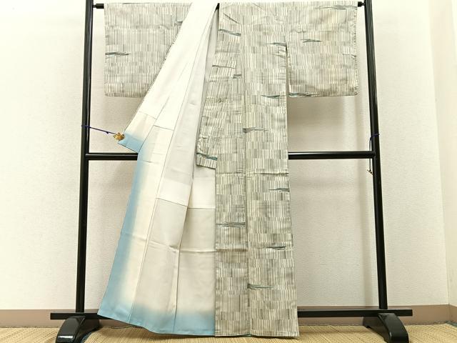 平和屋着物■上質なお召　霞文　正絹　逸品　BAAY3187hj