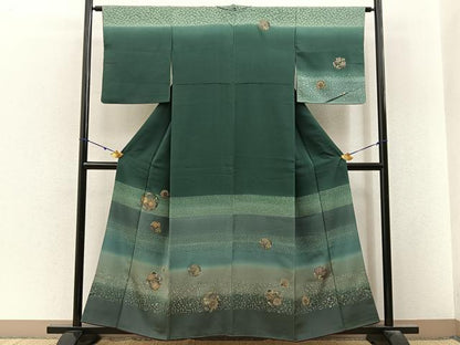 平和屋着物■訪問着　刺繍　花丸文　暈し染め　金彩　正絹　逸品　BAAY3191hj