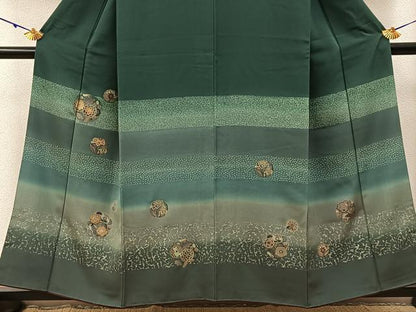 平和屋着物■訪問着　刺繍　花丸文　暈し染め　金彩　正絹　逸品　BAAY3191hj