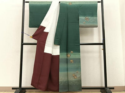 平和屋着物■訪問着　刺繍　花丸文　暈し染め　金彩　正絹　逸品　BAAY3191hj