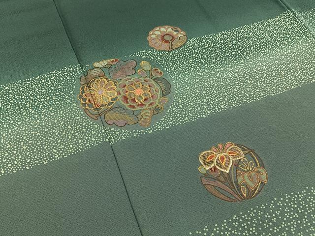 平和屋着物■訪問着　刺繍　花丸文　暈し染め　金彩　正絹　逸品　BAAY3191hj