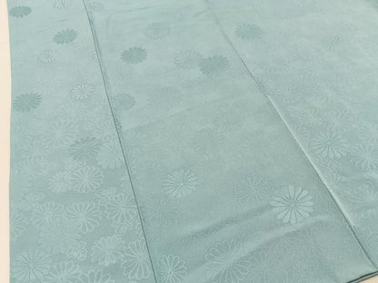 平和屋着物■上質な色無地　菊地紋　白藍色　正絹　逸品　BAAY3192hj