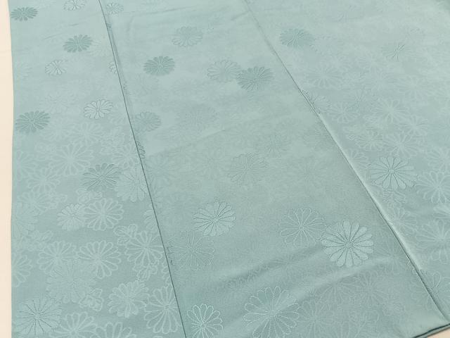 平和屋着物■上質な色無地　菊地紋　白藍色　正絹　逸品　BAAY3192hj