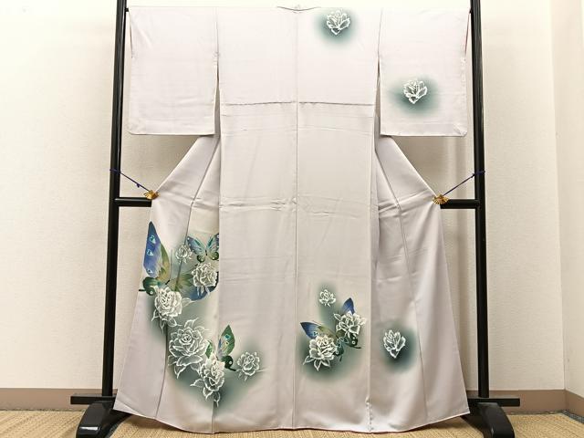 平和屋着物■訪問着　手描き　花蝶文　暈し染め　金彩　正絹　逸品　BAAY3195hj