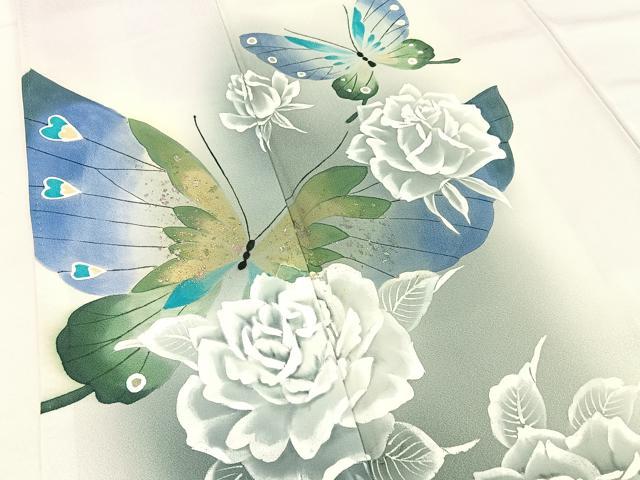 平和屋着物■訪問着　手描き　花蝶文　暈し染め　金彩　正絹　逸品　BAAY3195hj