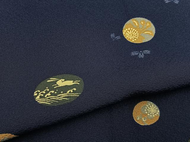 平和屋着物■上質な小紋　兎　花丸文　正絹　逸品　未使用　BAAY3197hj