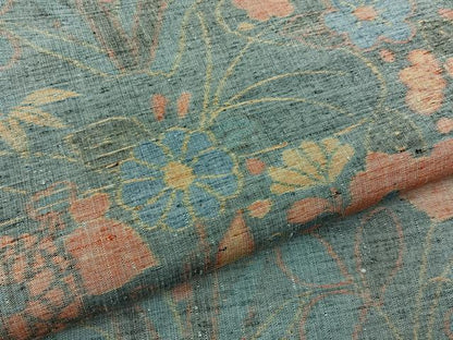 平和屋着物■東京の老舗呉服問屋　菱一　まゆつむぎ　草花文　反端付き　正絹　逸品　BAAY3198hj