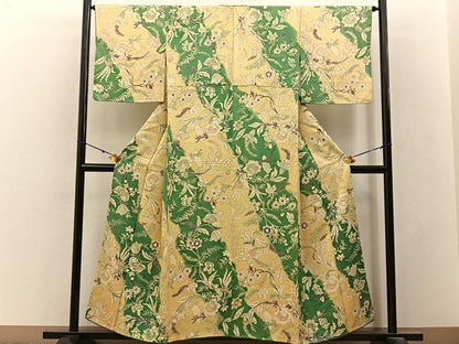 平和屋着物■上質な小紋　更紗草花文　正絹　逸品　BAAY3204hj