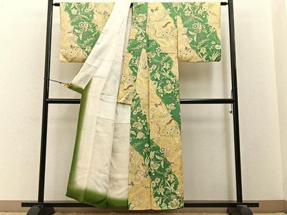 平和屋着物■上質な小紋　更紗草花文　正絹　逸品　BAAY3204hj