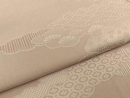 平和屋着物■上質な色無地　雲取有職地紋　灰桜色　正絹　逸品　BAAY3209hj