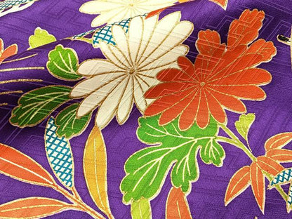 平和屋着物■豪華振袖　駒刺繍　松竹梅御所車花文　金彩　正絹　逸品　BAAY3212hj