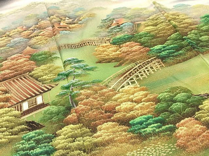 平和屋着物■豪華黒留袖　作家物　手描き　名所風景文　暈し染め　金彩　正絹　逸品　BAAY3215hj