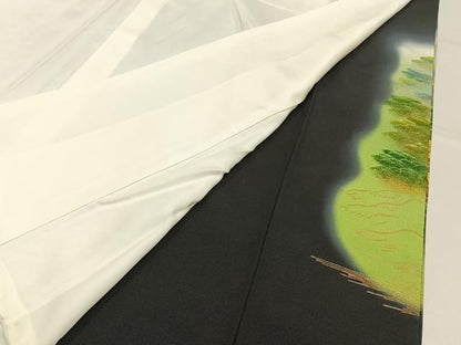 平和屋着物■豪華黒留袖　作家物　手描き　名所風景文　暈し染め　金彩　正絹　逸品　BAAY3215hj