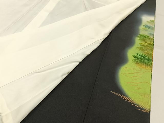 平和屋着物■豪華黒留袖　作家物　手描き　名所風景文　暈し染め　金彩　正絹　逸品　BAAY3215hj