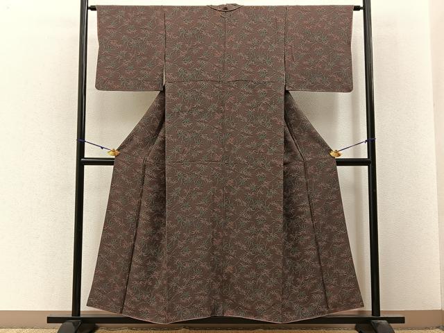 平和屋着物■上質な小紋　笹竹文　正絹　逸品　BAAY3217hj
