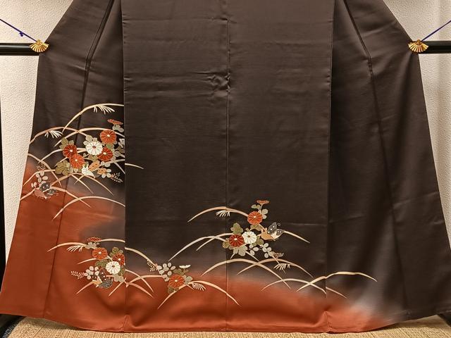 平和屋着物■訪問着　花蝶文　暈し染め　金彩　正絹　逸品　BAAY3218hj