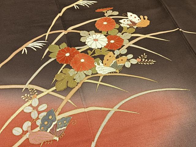 平和屋着物■訪問着　花蝶文　暈し染め　金彩　正絹　逸品　BAAY3218hj