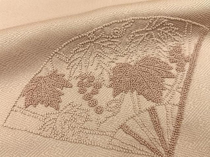 平和屋着物■中国三大刺繍　総相良刺繍　無地絵羽訪問着　扇面花文　灰桜色　正絹　逸品　BAAY3220hj