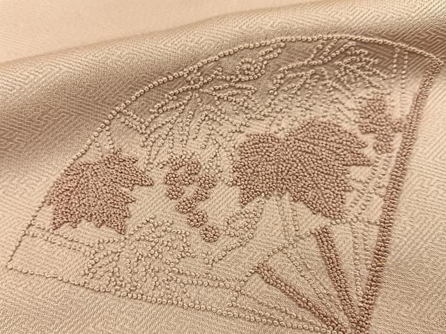 平和屋着物■中国三大刺繍　総相良刺繍　無地絵羽訪問着　扇面花文　灰桜色　正絹　逸品　BAAY3220hj