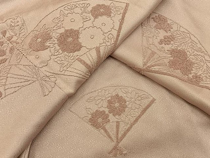 平和屋着物■中国三大刺繍　総相良刺繍　無地絵羽訪問着　扇面花文　灰桜色　正絹　逸品　BAAY3220hj