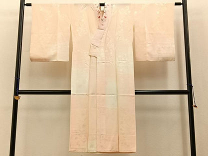 平和屋着物■長襦袢　無双仕立て　花地紋　暈し染め　半衿刺繍　正絹　逸品　BAAY3222hj