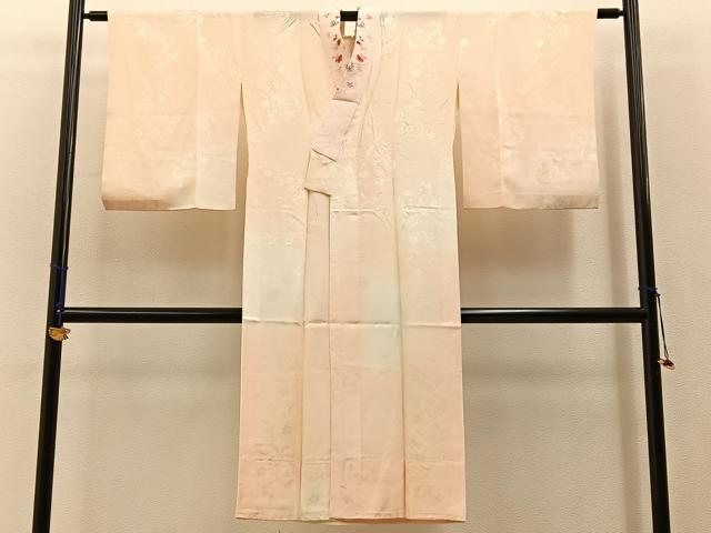 平和屋着物■長襦袢　無双仕立て　花地紋　暈し染め　半衿刺繍　正絹　逸品　BAAY3222hj