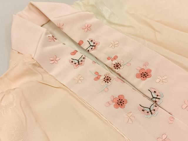 平和屋着物■長襦袢　無双仕立て　花地紋　暈し染め　半衿刺繍　正絹　逸品　BAAY3222hj