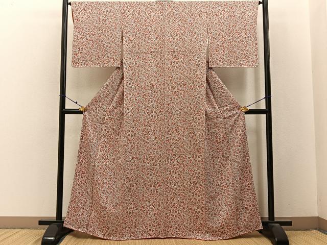 平和屋着物■上質な小紋　枝梅文　正絹　逸品　BAAY3225hj