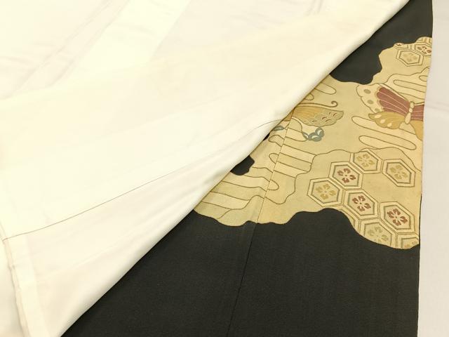 平和屋着物■豪華黒留袖　駒刺繍　有職舞蝶文　金彩　正絹　逸品　BAAY3226hj